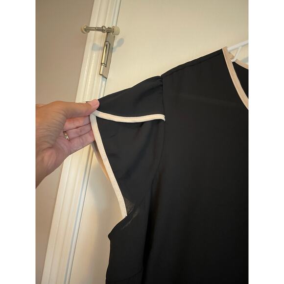 Torrid black tan sheer short tulip sleeve top lightweight blouse solid Size 2X - Picture 5 of 9
